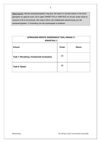Afrikaans EAT Gr. 11 Assesseringstaak 2025 Kwartaal 3 Take 7 & 8 - Image 5